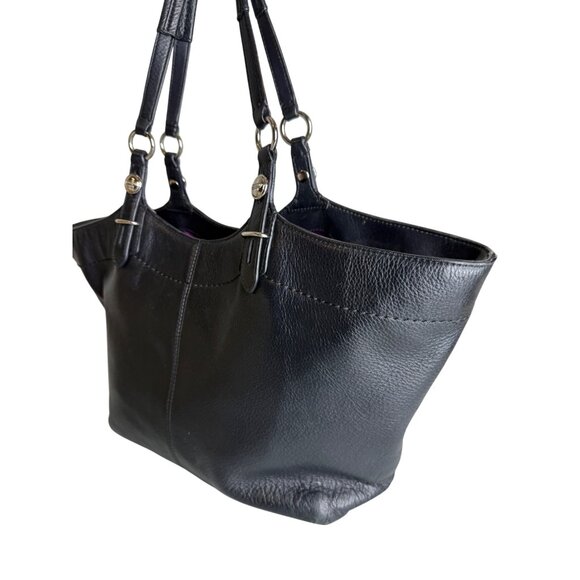 Coach Carly Tote Bag Soft Black Pebbled Leather Tote Purple Interior F16174 - Picture 7 of 15